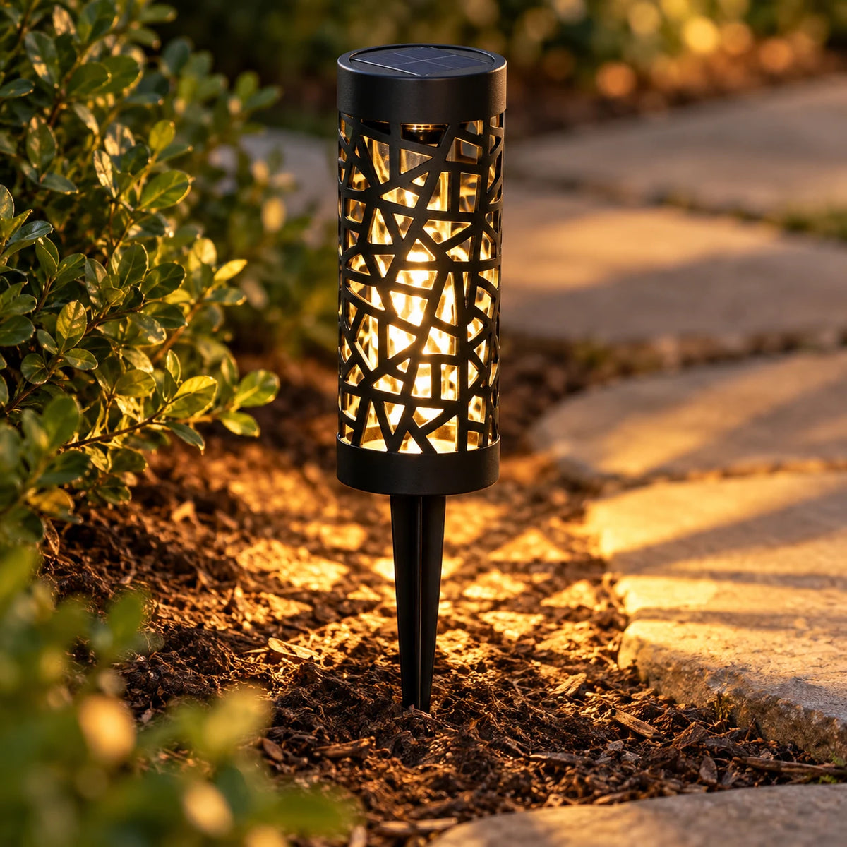 Patterned Solar Pathway Lights — Set of 6