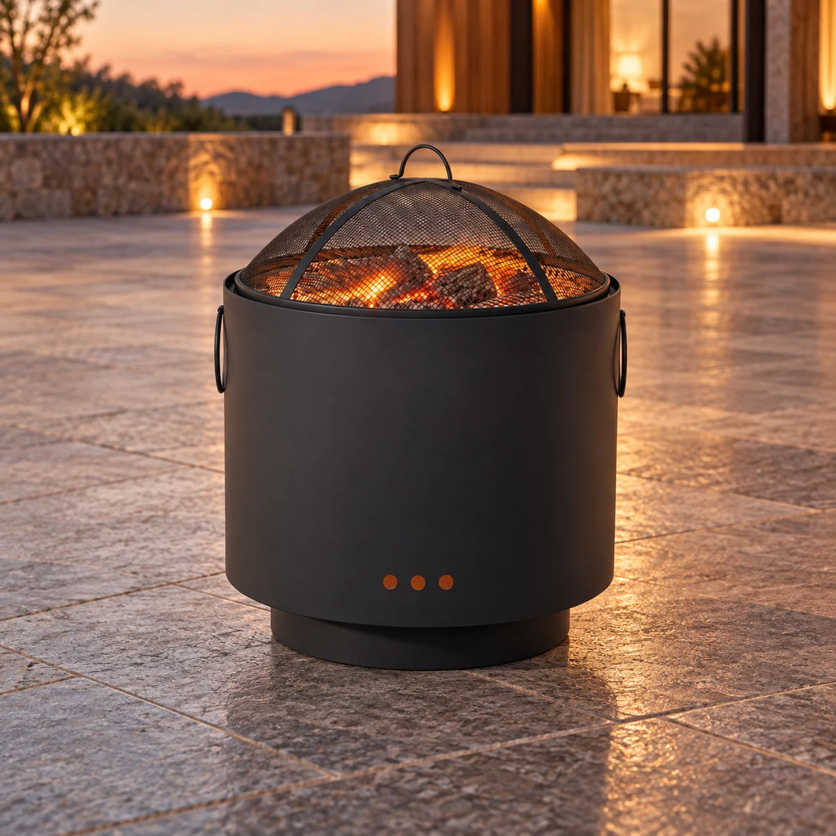 Grillz Deep Bowl Fire Pit & BBQ — Black